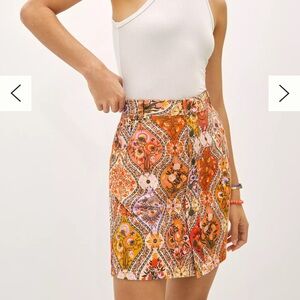 FARM Rio for Anthropologie Vibrant Floral Brazilian Rainforest Skirt Size XS